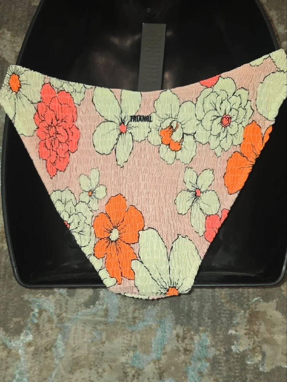 triangl swimwear Pink Floral Bikini with Orange Accents